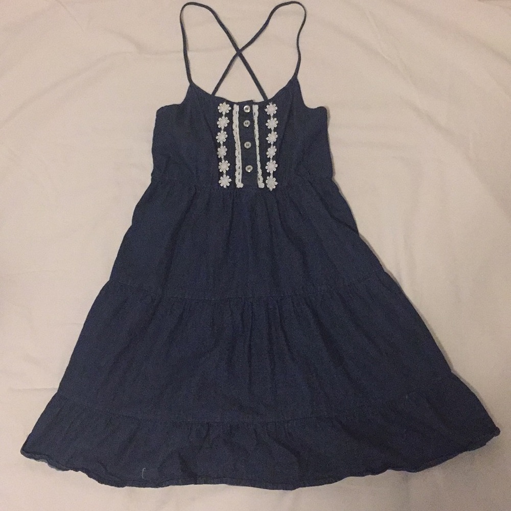 Girls’ Jean Dress With Lace Detailing